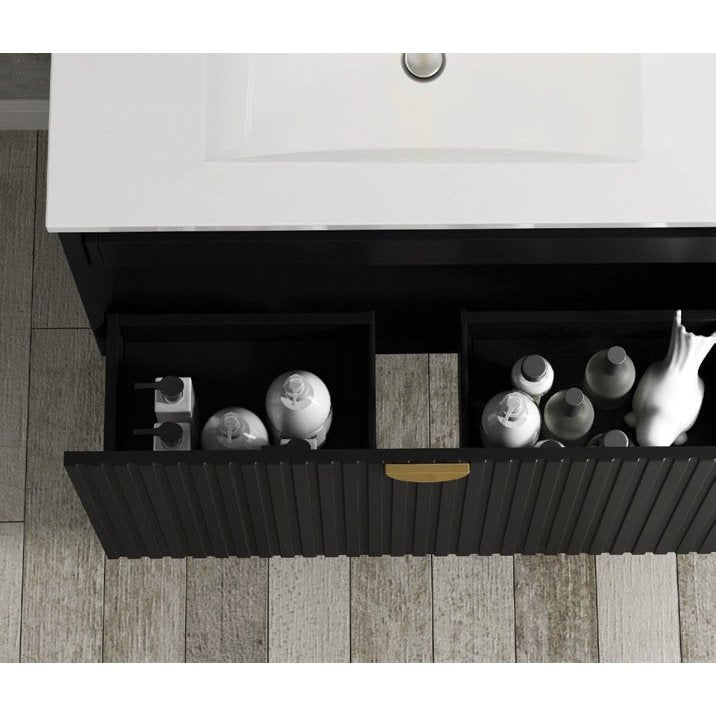 OTTI MARLO MATTE BLACK 1500MM DOUBLE BOWL WALL HUNG VANITY