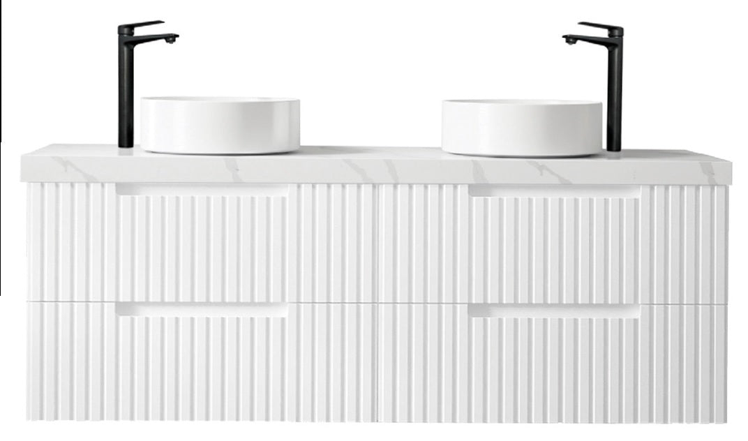 OTTI NOOSA MATTE WHITE 1500MM DOUBLE BOWL WALL HUNG VANITY