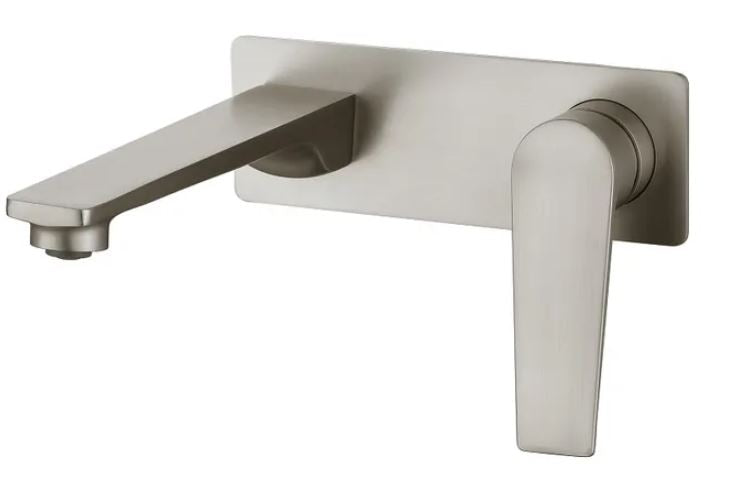 INSPIRE ZEVIO WALL BASIN MIXER BRUSHED NICKEL