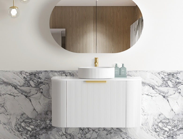 OTTI BONDI MATTE WHITE 750MM CURVE WALL HUNG VANITY