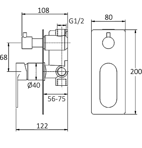 INSPIRE VETTO WALL DIVERTER MIXER CHROME