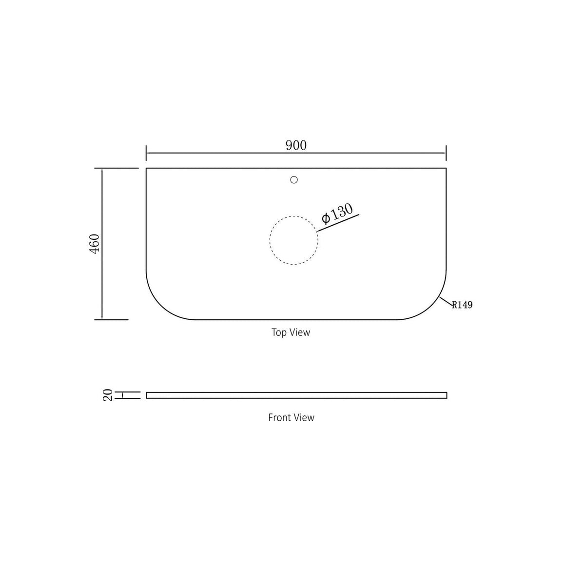 OTTI BONDI MATTE WHITE 900MM CURVE WALL HUNG VANITY