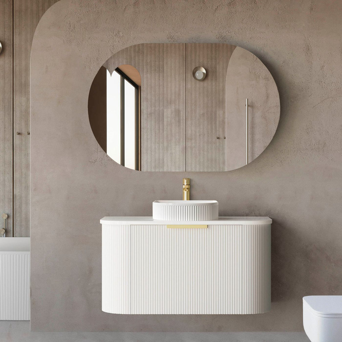 OTTI BONDI MATTE WHITE 900MM CURVE WALL HUNG VANITY