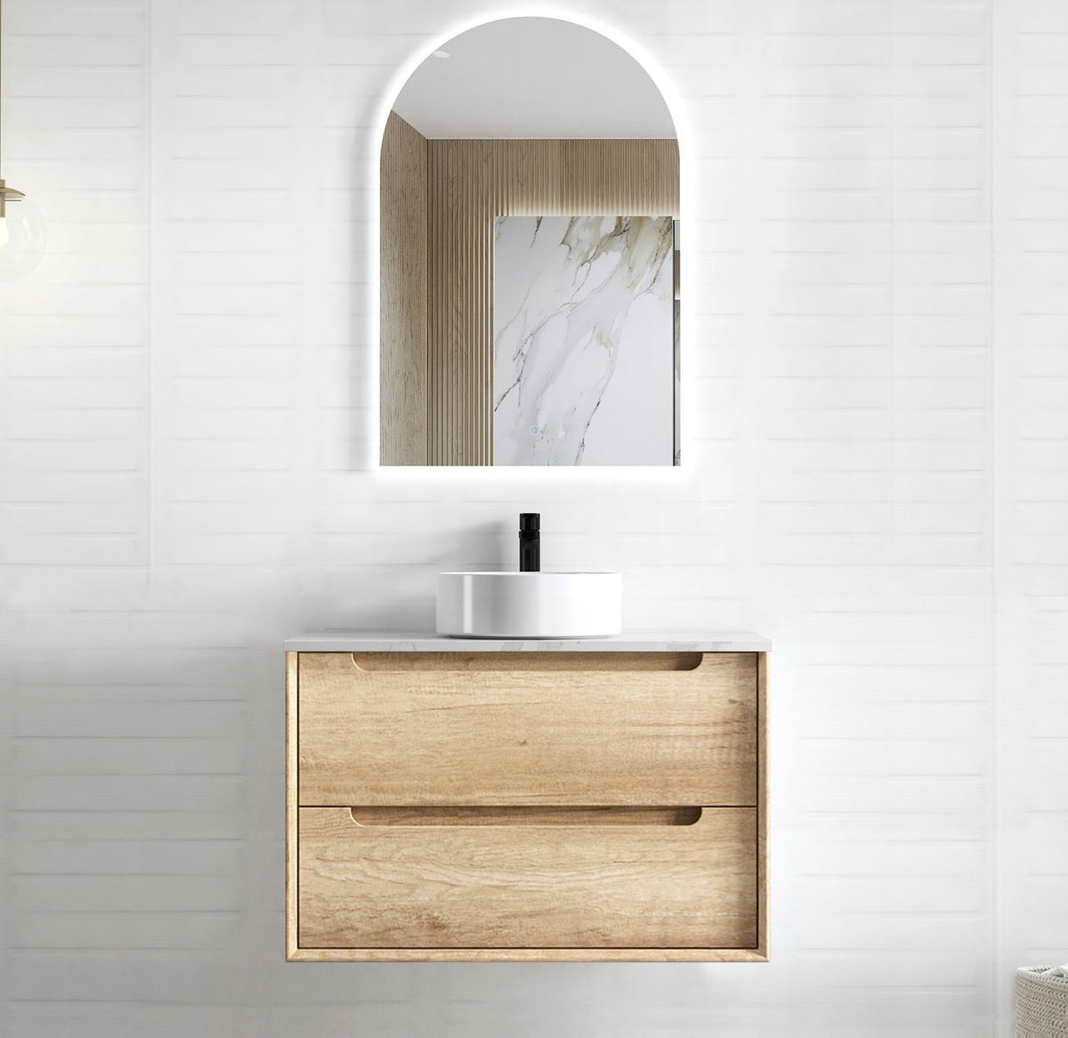 OTTI BYRON NATURAL OAK 750MM WALL HUNG VANITY