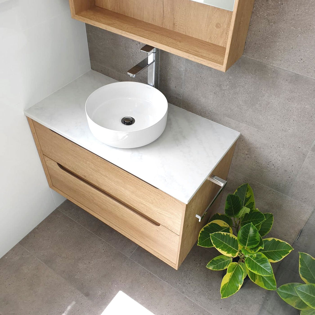 OTTI BYRON NATURAL OAK 750MM WALL HUNG VANITY