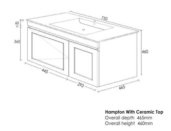 OTTI HAMPTON MARK II MATTE BLACK 750MM WALL HUNG VANITY