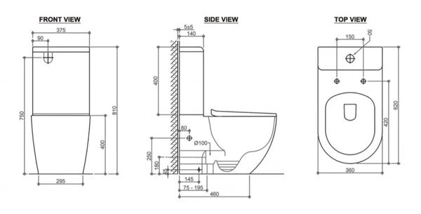 INSPIRE COSENZA RIMLESS TOILET SUITE GLOSS WHITE