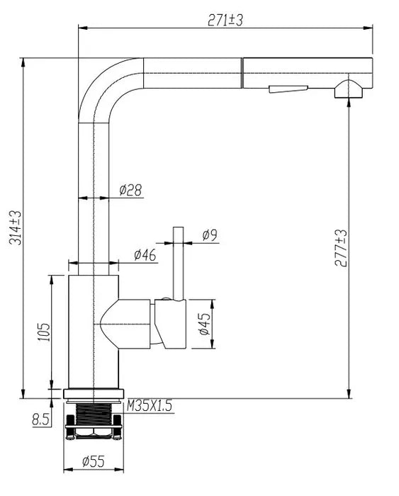 INSPIRE PULL OUT KITCHEN MIXER BLACK