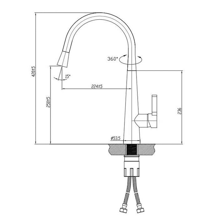 INSPIRE PULL OUT SINK MIXER 420MM BLACK