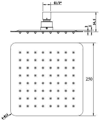 INSPIRE STAINLESS SHOWER HEAD SQUARE 250MM CHROME