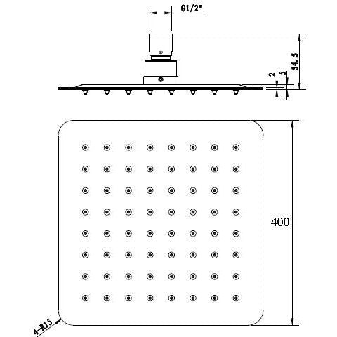 INSPIRE STAINLESS SHOWER HEAD SQ 400 CHROME