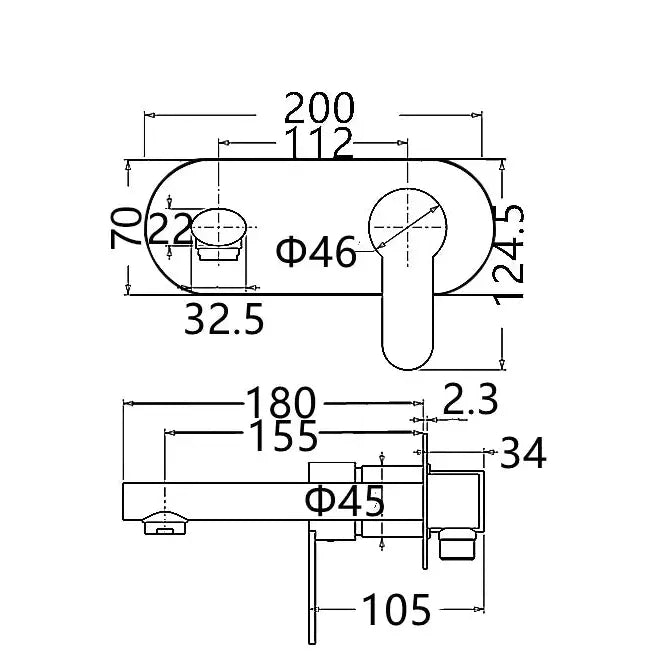 INSPIRE VOGH WALL BASIN MIXER CHROME