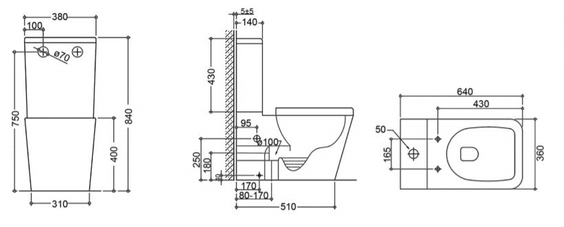 INSPIRE X-CUBE RIMLESS TOILET SUITE GLOSS WHITE