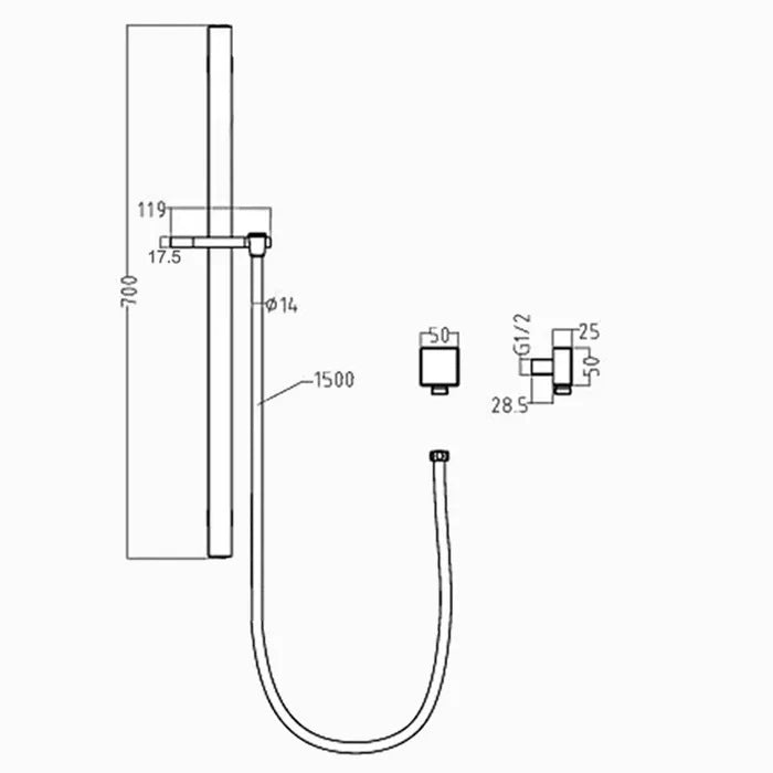 INSPIRE PAVIA SHOWER RAIL GUN METAL