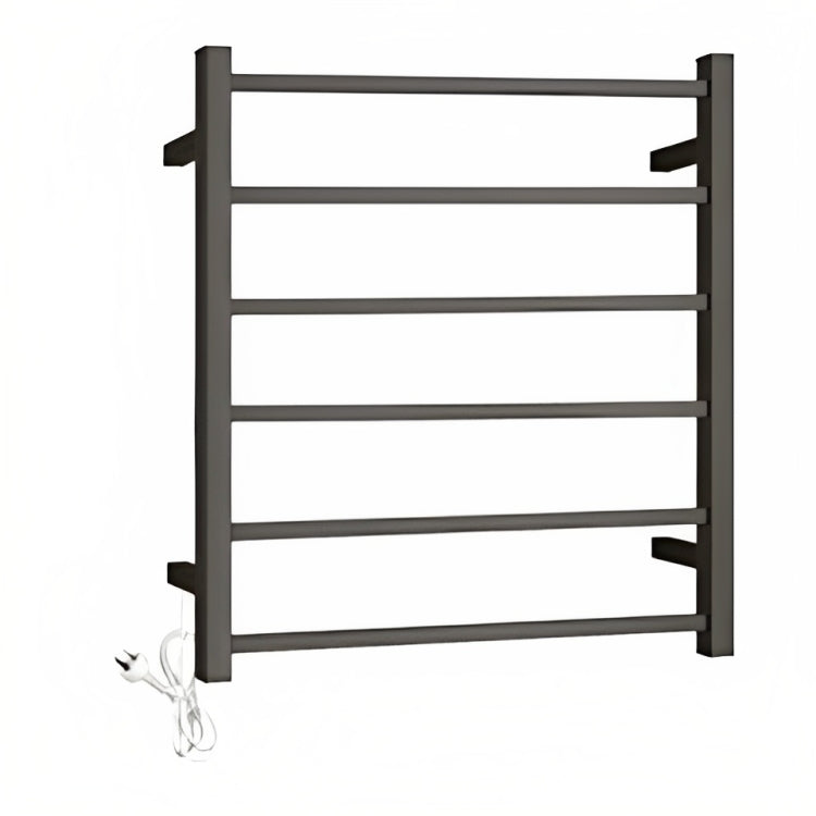 INSPIRE HEATED TOWEL RAIL 6 BAR SQUARE GUN METAL