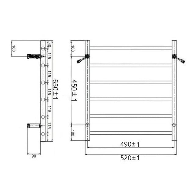 INSPIRE HEATED TOWEL RAIL 6 BAR ROUND BRUSHED GOLD