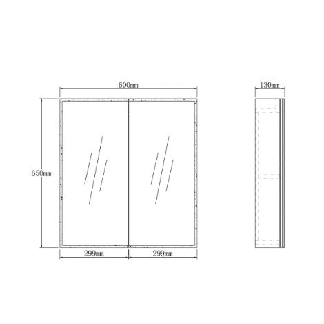 OTTI MOONLIGHT LED MATTE WHITE WALL HUNG SHAVING CABINET 600MM