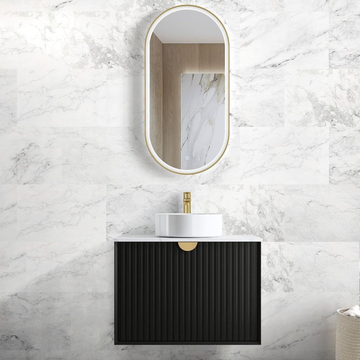 OTTI MARLO MATTE BLACK 750MM WALL HUNG VANITY