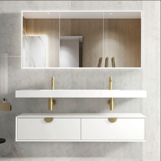 OTTI MOONLIGHT WALL HUNG CABINET AND BASIN WHITE 1500MM