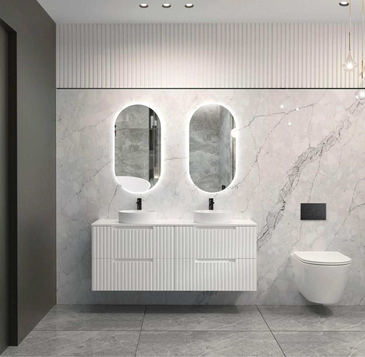 OTTI NOOSA MATTE WHITE 1500MM DOUBLE BOWL WALL HUNG VANITY