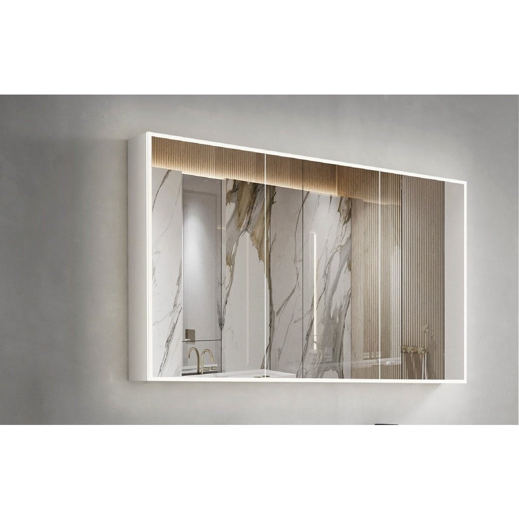 OTTI MOONLIGHT LED MATTE WHITE WALL HUNG SHAVING CABINET 1200MM