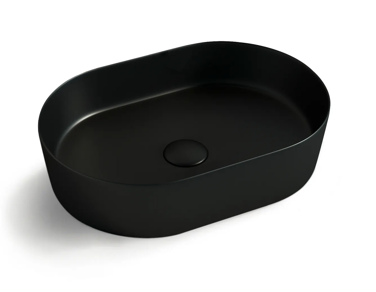 OTTI QUAY OVAL BASIN MATTE BLACK AND WHITE 500MM