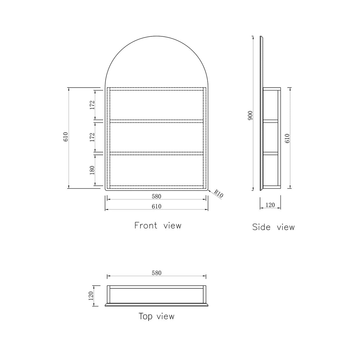 OTTI ARCHIE MATTE WHITE SHAVING CABINET 900MM