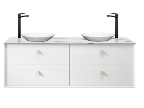 OTTI BOSTON MATTE WHITE 1500MM DOUBLE BOWL WALL HUNG VANITY