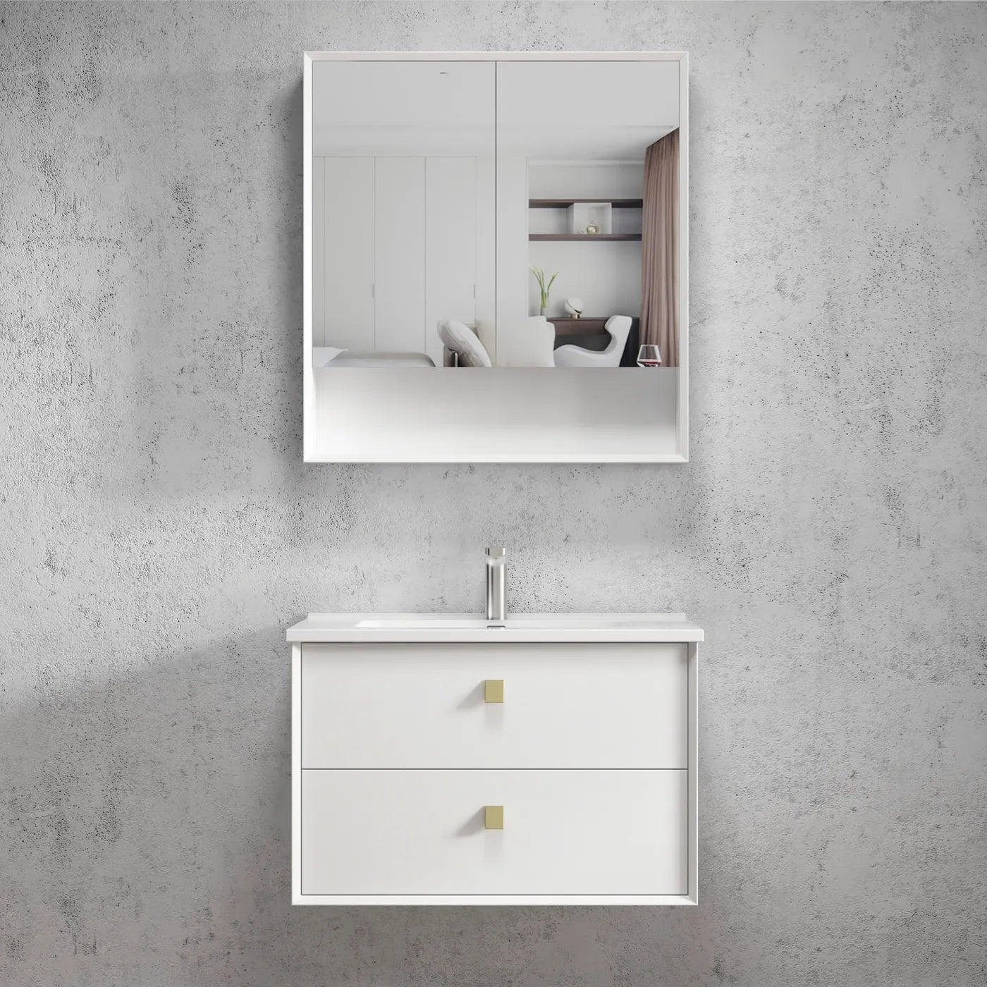 OTTI BOSTON MATTE WHITE 750MM WALL HUNG VANITY