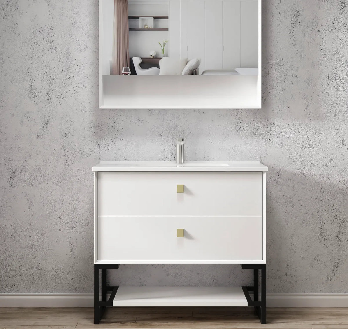 OTTI BOSTON MATTE WHITE 900MM FLOOR STANDING VANITY