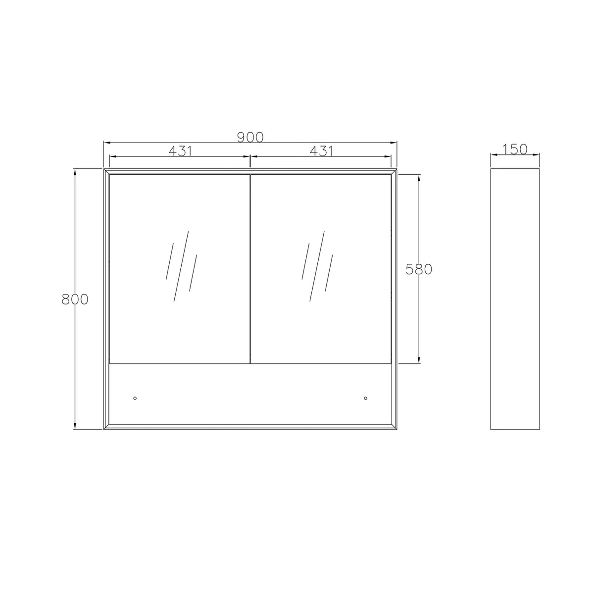 OTTI BOSTON MATTE WHITE WALL HUNG SHAVING CABINET 900MM