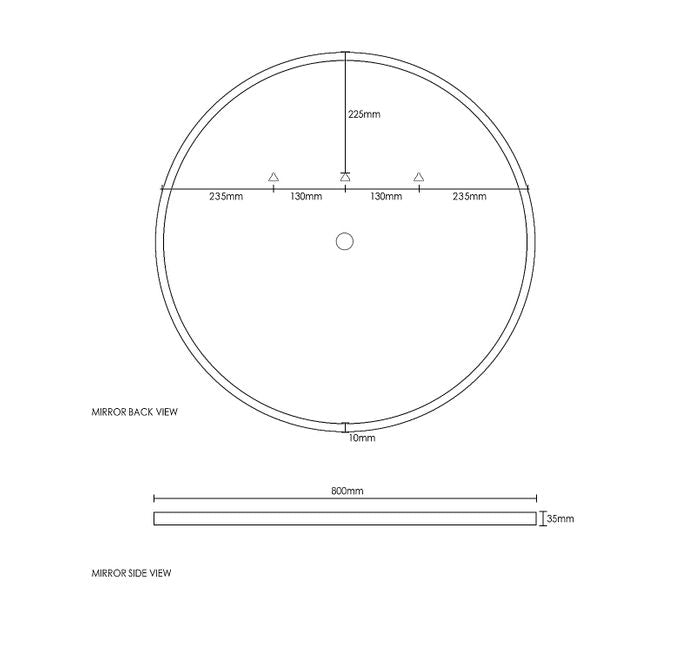 OTTI BRONTE LED MIRROR ROUND 800X800MM WITH BLUETOOTH SPEAKER