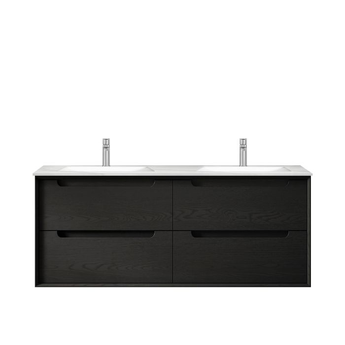 OTTI BYRON BLACK OAK 1200MM DOUBLE BOWL WALL HUNG VANITY