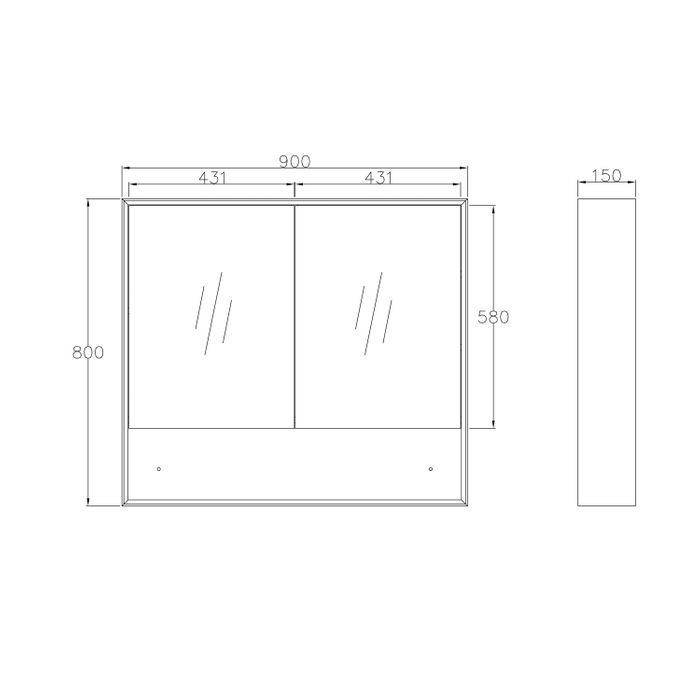 OTTI BYRON NATURAL OAK 900MM MIRROR SHAVING CABINET