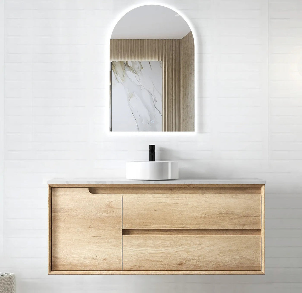 OTTI BYRON NATURAL OAK 1200MM SINGLE BOWL WALL HUNG VANITY