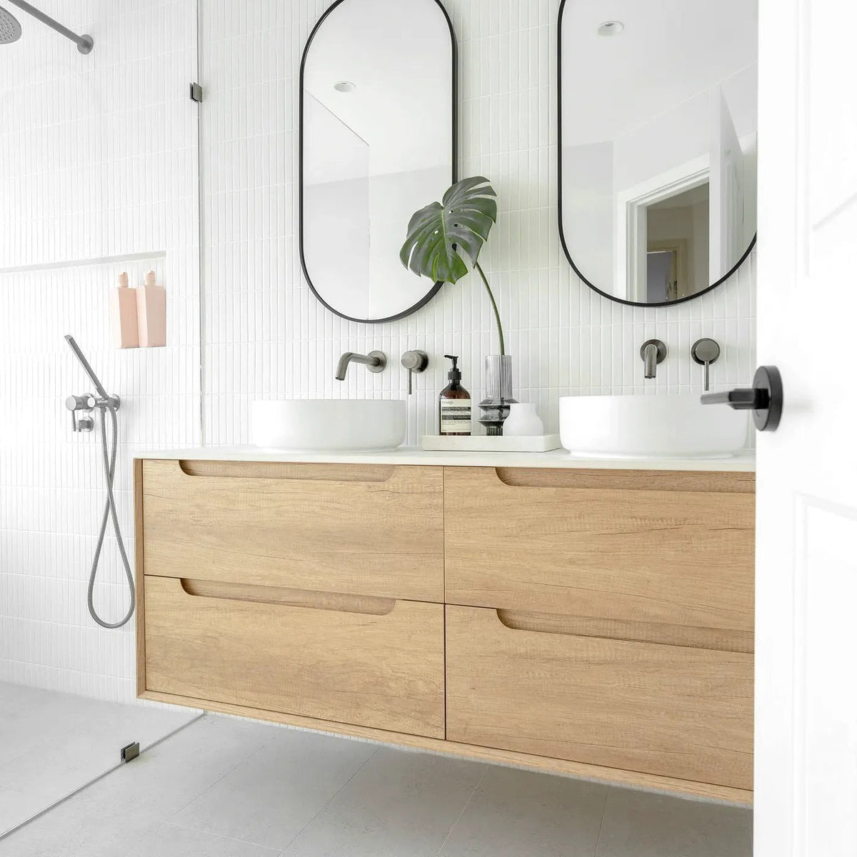 OTTI BYRON NATURAL OAK 1500MM DOUBLE BOWL WALL HUNG VANITY