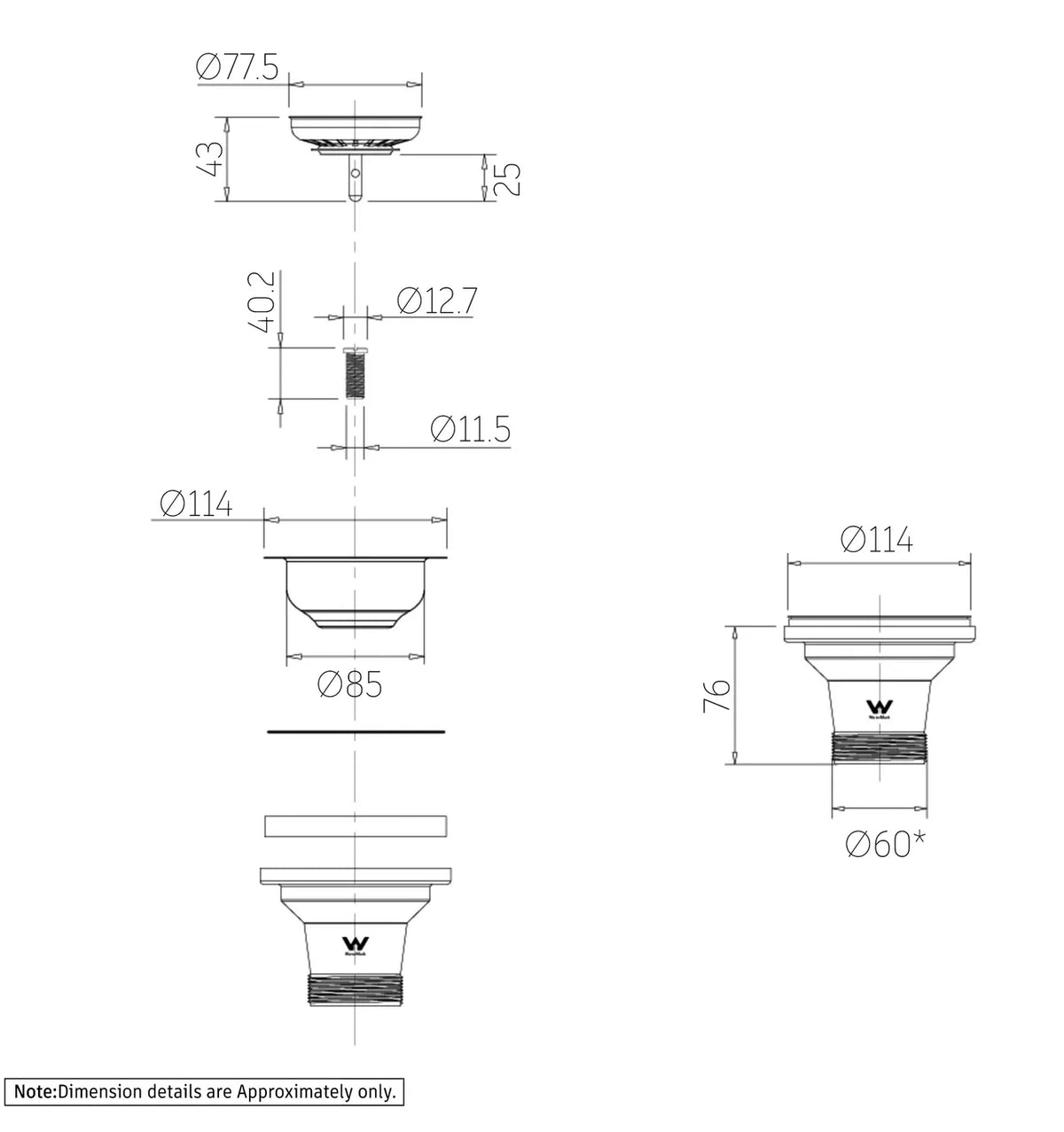 OTTI GRANITE SINK POP UP WASTE