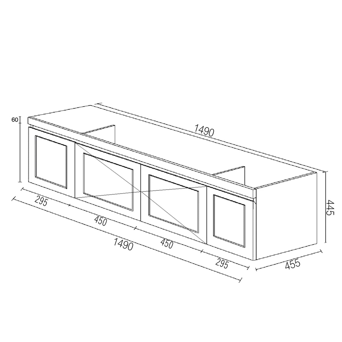 OTTI HAMPTON MARK II MATTE BLACK 1500MM DOUBLE BOWL WALL HUNG VANITY