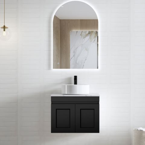 OTTI HAMPTON MARK II MATTE BLACK 600MM WALL HUNG VANITY