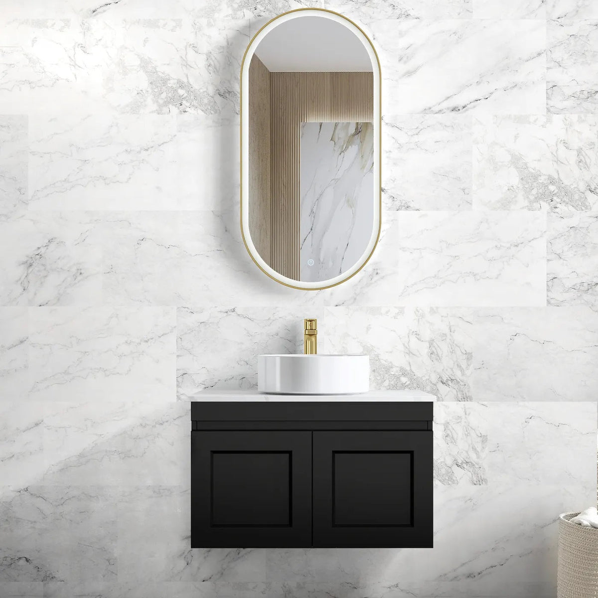 OTTI HAMPTON MARK II MATTE BLACK 750MM WALL HUNG VANITY