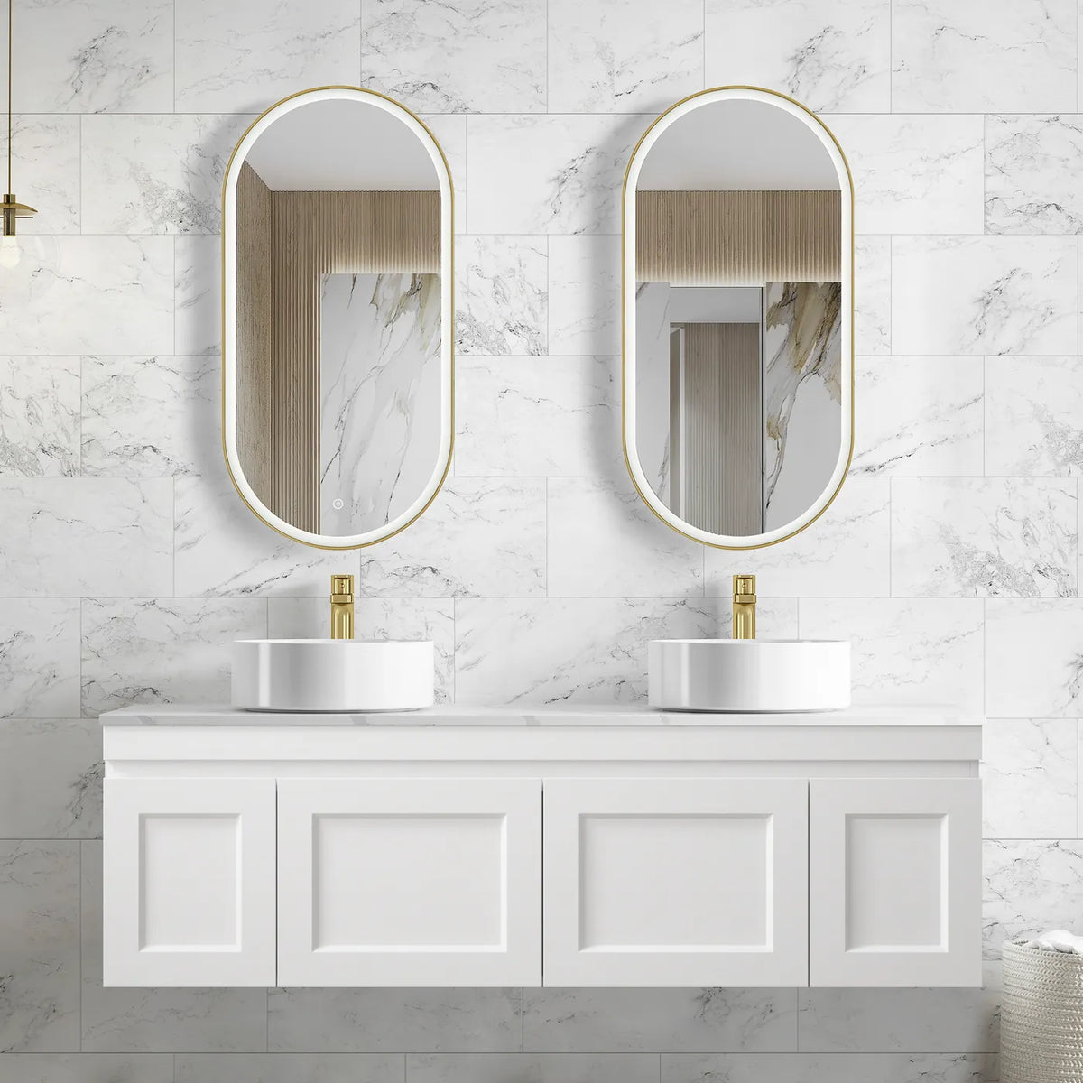 OTTI HAMPTON MARK II MATTE WHITE 1500MM DOUBLE BOWL WALL HUNG VANITY