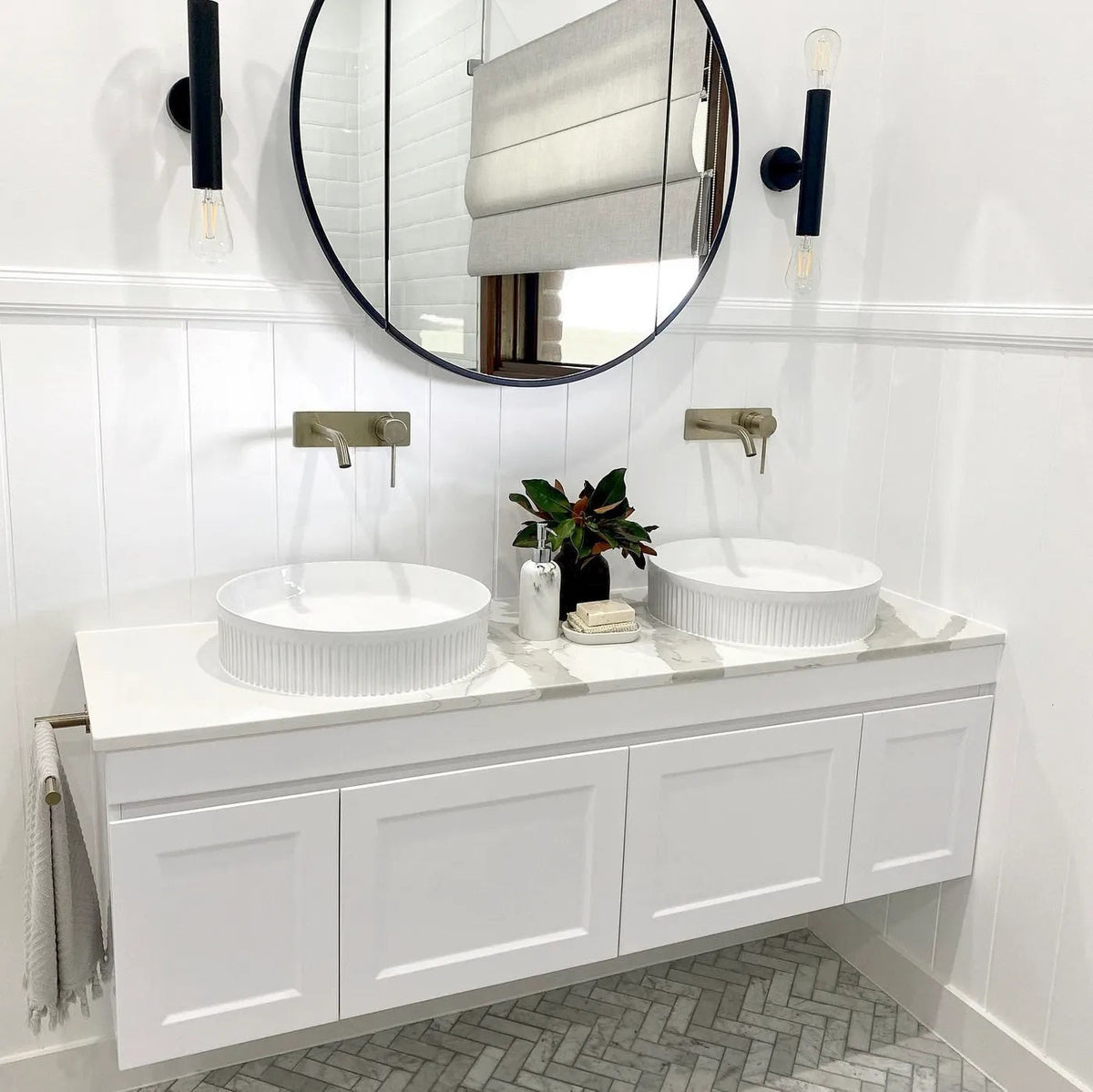 OTTI HAMPTON MARK II MATTE WHITE 1500MM DOUBLE BOWL WALL HUNG VANITY