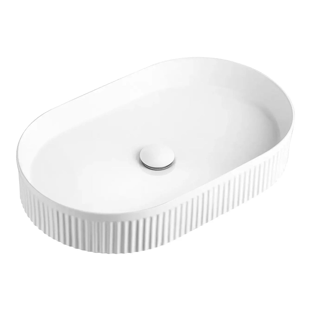 OTTI KENSINGTON FLUTED OVAL BASIN GLOSS WHITE 580MM