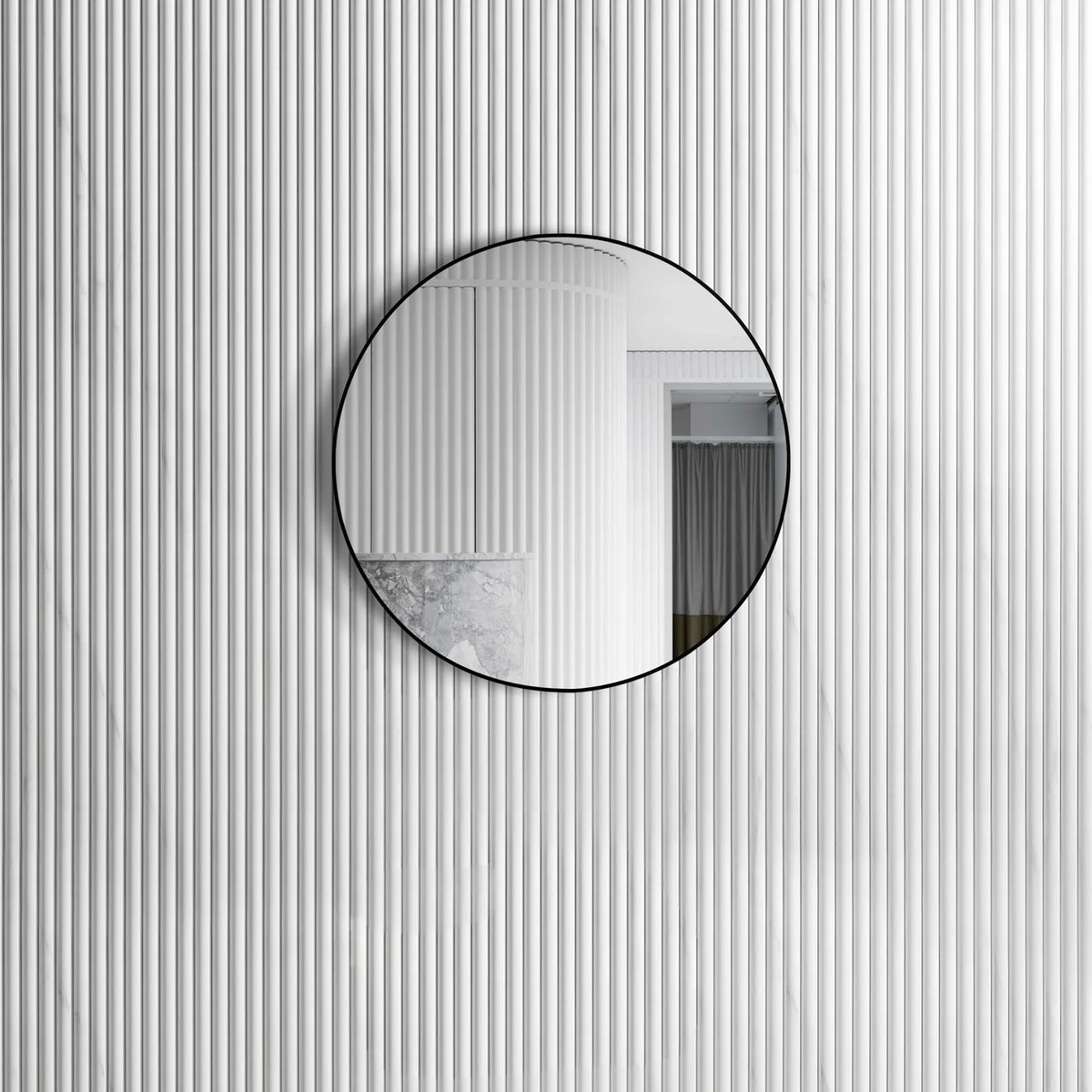 OTTI LONDON MATTE BLACK ROUND MIRROR 700MM