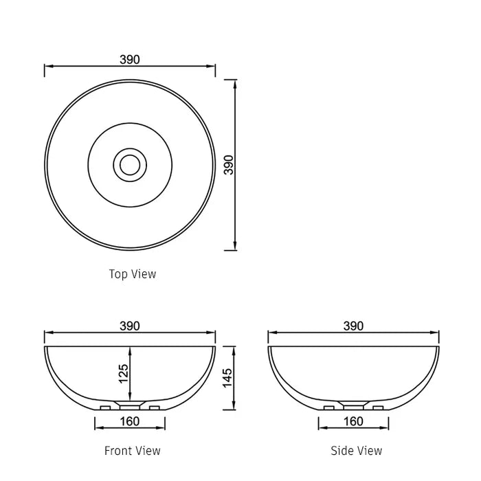 OTTI LONDON SOLID SURFACE BASIN MATTE WHITE 390MM