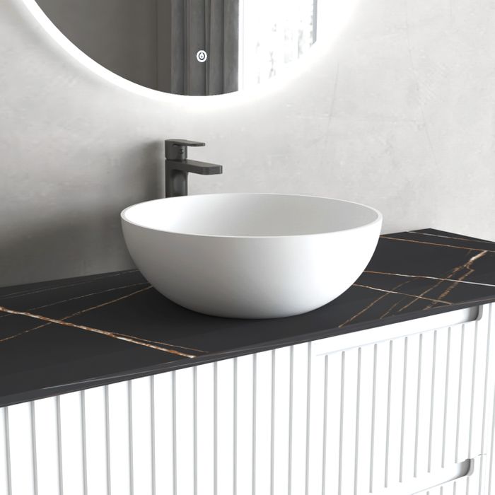 OTTI LONDON SOLID SURFACE BASIN MATTE WHITE 390MM