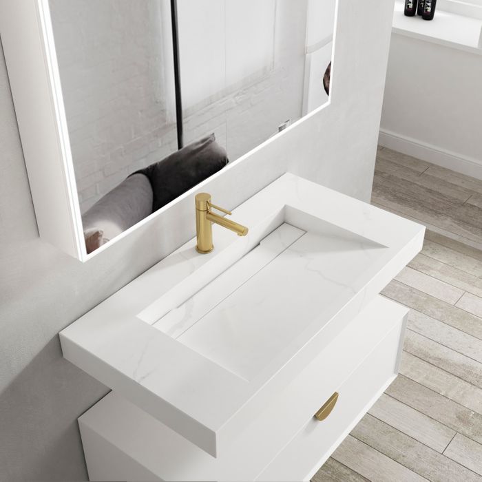 OTTI MOONLIGHT WALL HUNG CABINET AND BASIN WHITE 900MM