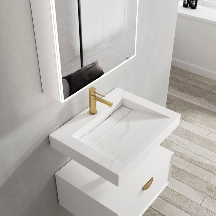 OTTI MOONLIGHT WALL HUNG CABINET AND BASIN WHITE 600MM