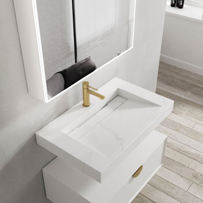 OTTI MOONLIGHT WALL HUNG CABINET AND BASIN WHITE 750MM