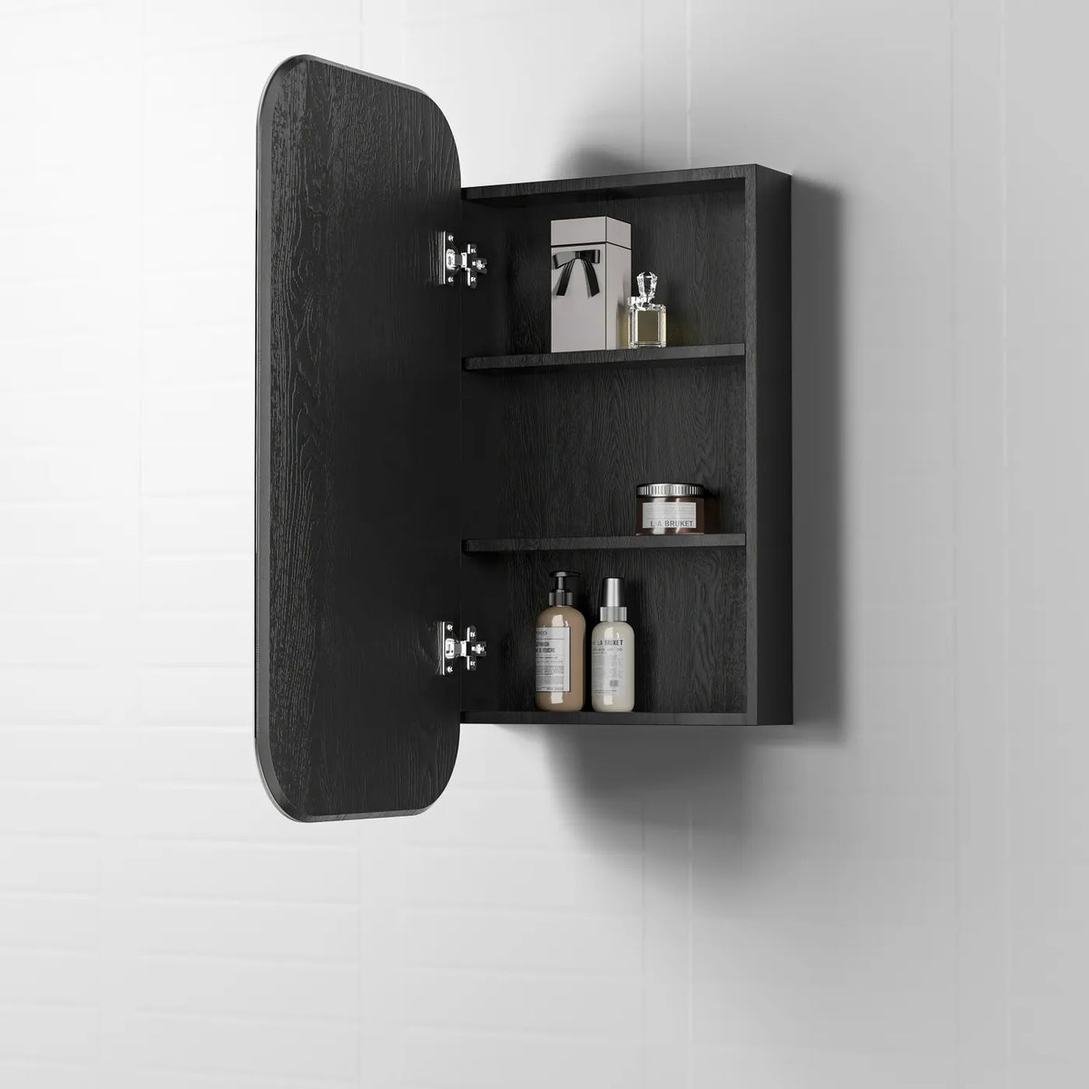 OTTI NEWPORT BLACK OAK 900MM SHAVING CABINET